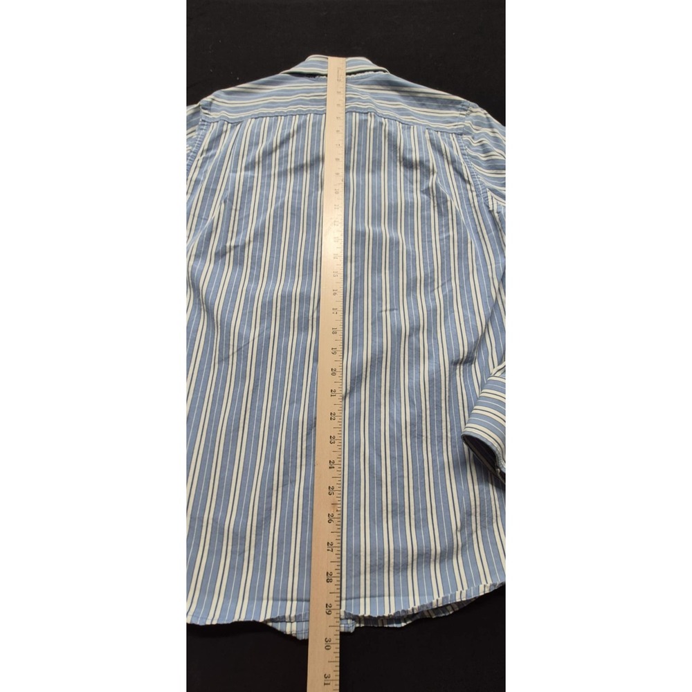 Abercrombie & Fitch Muscle‎ men's blue/white strip button down LS shirts sz. M - Picture 7 of 10